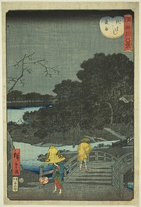 Night Rain at Makura Bridge (Makurabashi yau), from the series "Eight Views of the Sumida River (Sumidagawa hakkei)" by Utagawa Hiroshige II (Shigenobu)