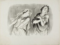 Andromache. “- Our family 's destiny was pitiless death, my husband was tortured to the end of his breath,” plate 6 from Physionomies Tragiques by Honoré-Victorin Daumier