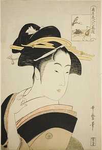 Takashima Ohisa, from the series "Renowned Beauties Likened to the Six Immortal Poets (Komei bijin rokkasen)" by Kitagawa Utamaro