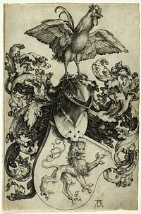 Coat of Arms with Lion and Rooster by Albrecht Dürer