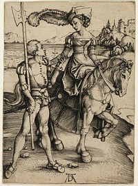 Lady on Horseback and Landsknecht by Albrecht Dürer