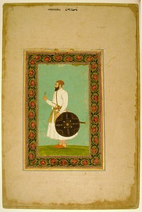 Album Page with a Portrait of Namdar Khan (Side A) and Calligraphic Specimens (Side B) by Mughal