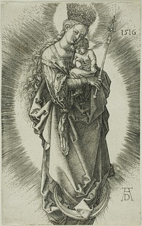 The Virgin on a Crescent with a Crown of Stars and a Scepter by Albrecht Dürer