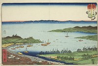 Niigata in Echigo Province (Echigo Niigata), from the series "Wrestling Matches between Mountains and Seas (Sankai mitate zumo)" by Utagawa Hiroshige