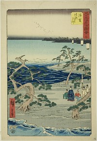 Hamamatsu: The Famous Murmuring Pines (Hamamatsu, meisho zazanza no matsu), no. 30 from the series "Famous Sights of the Fifty-three Stations (Gojusan tsugi meisho zue)," also known as the Vertical Tokaido by Utagawa Hiroshige