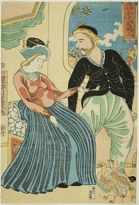 Russian's Love for a Lady (Oroshiyajin fujin wo aisu) by Utagawa Yoshitoyo