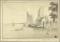 Fishermen Mooring Boat at Landing by John Innes