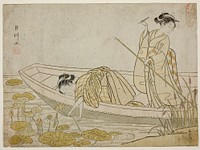 Gathering Lotus Flowers by Suzuki Harunobu