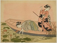 Gathering Lotus Flowers by Suzuki Harunobu