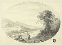 Italianate Landscape with Dancer, Musicians and Goats by Cornelis van Poelenburgh