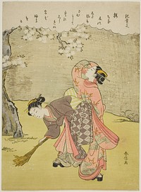 Poem by Ki no Tsurayuki, from an untitled series of Thirty-Six Immortal Poets by Suzuki Harunobu