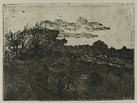 Country at Sunset with Swineherds by Giovanni Fattori