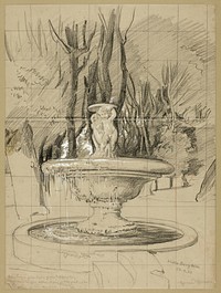 Fountain with Putti in the Garden of the Villa Borghese by Hans Thoma