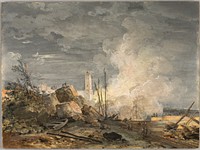 Fire in the Port by Louis Gabriel Moreau