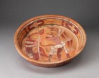 Polychrome Plate Depicting a Standing Figure with Ornate Speach-Scroll by Veracruz, Classic