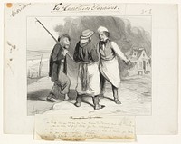 Well, fancy that! I thought that we had just discovered a deserted island or at least a country inhabited by cannibals., plate two from Les Canotiers Parisiens by Honoré-Victorin Daumier