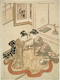 Young Women Playing Cat's Cradle by Suzuki Harunobu