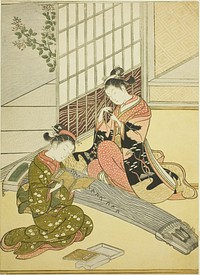 Descending Geese of the Koto Bridges (Kotoji no rakugan), from the series "Eight Views of the Parlor (Zashiki hakkei)" by Suzuki Harunobu