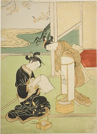 Evening Glow of a Lamp (Andon no sekisho), from the series "Eight Views of the Parlor (Zashiki hakkei)" by Suzuki Harunobu