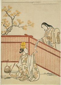 Burning Autumn Maple Leaves by Suzuki Harunobu