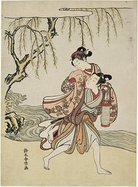 The Elopement (parody of Akutagawa episode from "Tales of Ise") by Suzuki Harunobu