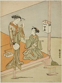 A Courtesan and Her Attendant at the Riverside Teahouse Iseya by Suzuki Harunobu