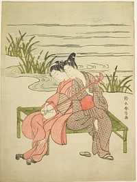 Lovers Playing the Same Shamisen (parody of Xuanzong and Yang Guifei) by Suzuki Harunobu