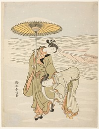 The Snow-Clogged Geta by Suzuki Harunobu