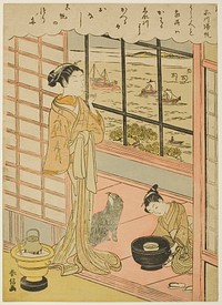 Returning Sails at Shinagawa (Shinagawa no kihan), from the series "Eight Fashionable Views of Edo (Furyu Edo hakkei)" by Suzuki Harunobu