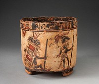 Tripod Vessel Depicting Monkey Hunters and Traders by Maya