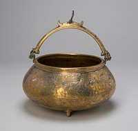 Bowl (Tas) with Attached Handles, Decorated with Horsemen and Solar Motif by Islamic