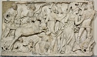 Panel from a Sarcophagus Depicting the Abduction of Persephone by Ancient Roman