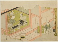 Exchange of Gifts (Yuino), the second sheet of the series "Marriage in Brocade Prints, the Carriage of the Virtuous Woman (Konrei nishiki misao-guruma)" by Suzuki Harunobu