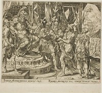 Achior Pleading with Holofernes for the Israelites, plate one from The Story of Judith and Holofernes by Philip Galle