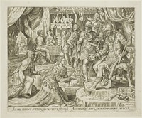 Judith Presented to Holofernes, plate five from The Story of Judith and Holofernes by Philip Galle