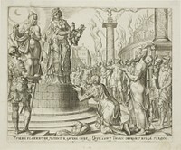 Judith Displaying Holofernes's Head to the People of Bethulia, plate seven from The Story of Judith and Holofernes by Philip Galle