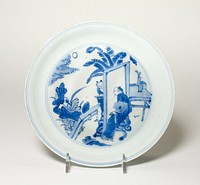 Plate with Scholar and Attendant in Garden