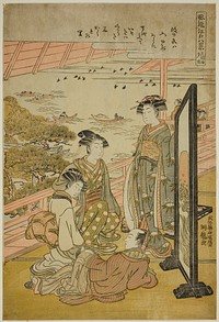 Evening Glow at Matsusaki (Matsusaki no sekisho), from the series "Eight Fashionabe Views of Edo (Furyu Edo hakkei)" by Isoda Koryusai