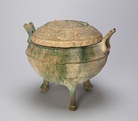 Covered Tripod Caldron (Ding) with Geometric Designs