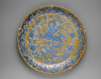 Large Plate with Dragons, Clouds and Floral Sprays