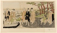 Gathering shell fish at low tide by Utagawa Toyokuni I