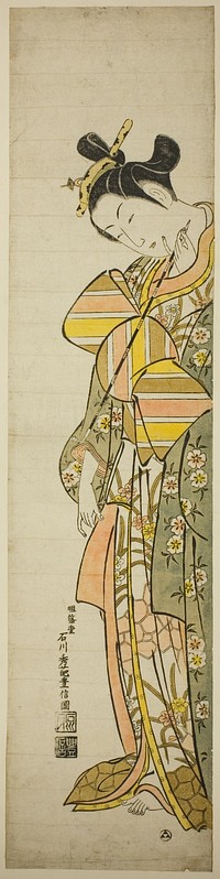 Courtesan Holding a Long Pipe by Ishikawa Toyonobu