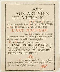Avis aux Artistes et Artisans by Georges Lemmen