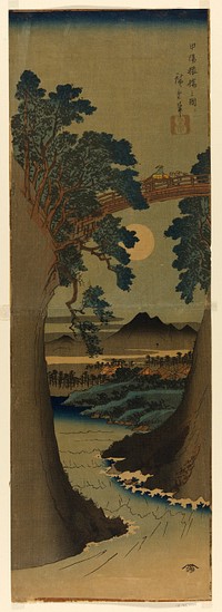 Monkey Bridge in Kai Province (Koyo Saruhashi no zu) by Utagawa Hiroshige