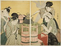 Kitchen Scene by Kitagawa Utamaro