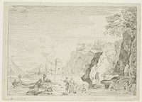The Beach with the Large Tower by Claude Joseph Vernet