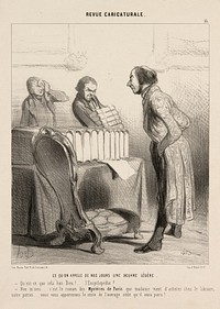 This is What Nowadays is Called a Light Work. “- My God, what's this!.... an encyclopaedia? “- No sir.... it is the novel 'the mysteries of Paris' that Madame bought at the bookshop of our Master. We will bring you the rest of the oeuvre as soon as it appears,” This is What the Royal Printer is Sending Us. “- What! I was told I would get some light documentation about the question in question. - That's right, monsieur, we'll bring you the rest right away,” plate 13 from Revue Caricaturale by Honoré-Victorin Daumier