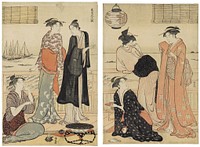The Sixth Month, Enjoying the Evening Cool in a Teahouse, from the series The Twelve Months in the Southern Quarter (Minami jūni kō) by Torii Kiyonaga
