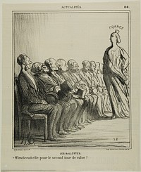 Run-Off Elections. “- Will she invite me for a second waltz?,” plate 114 from Actualités by Honoré-Victorin Daumier