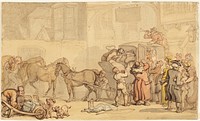 Coach Changing Horses by Thomas Rowlandson